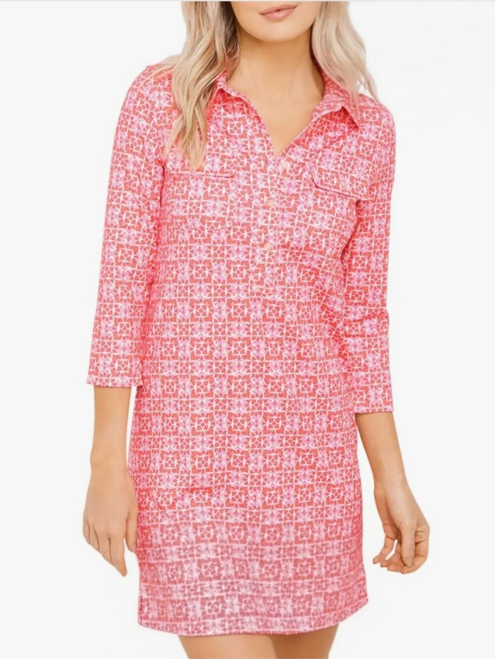 Vineyard Vines Sankaty Margo Sunrise Pink Button-Down Dress, Small, NWT